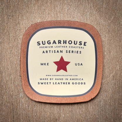 Artisan Leather Coaster Design 07