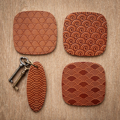 Artisan Leather Coaster Design 07