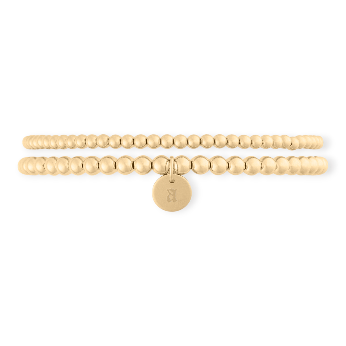 Cuffed by Nano LLC SMALL - 6.5" / a Old English Initial Juno Double Bracelet Stack (3mm + 4mm)
