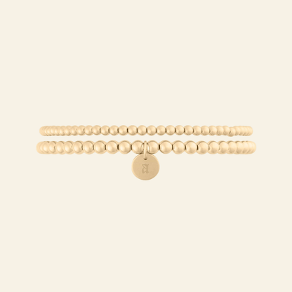 Old English Initial Juno Double Bracelet Stack (3mm + 4mm)