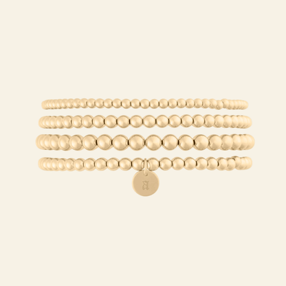 Old English Initial Juno Four Bracelet Stack