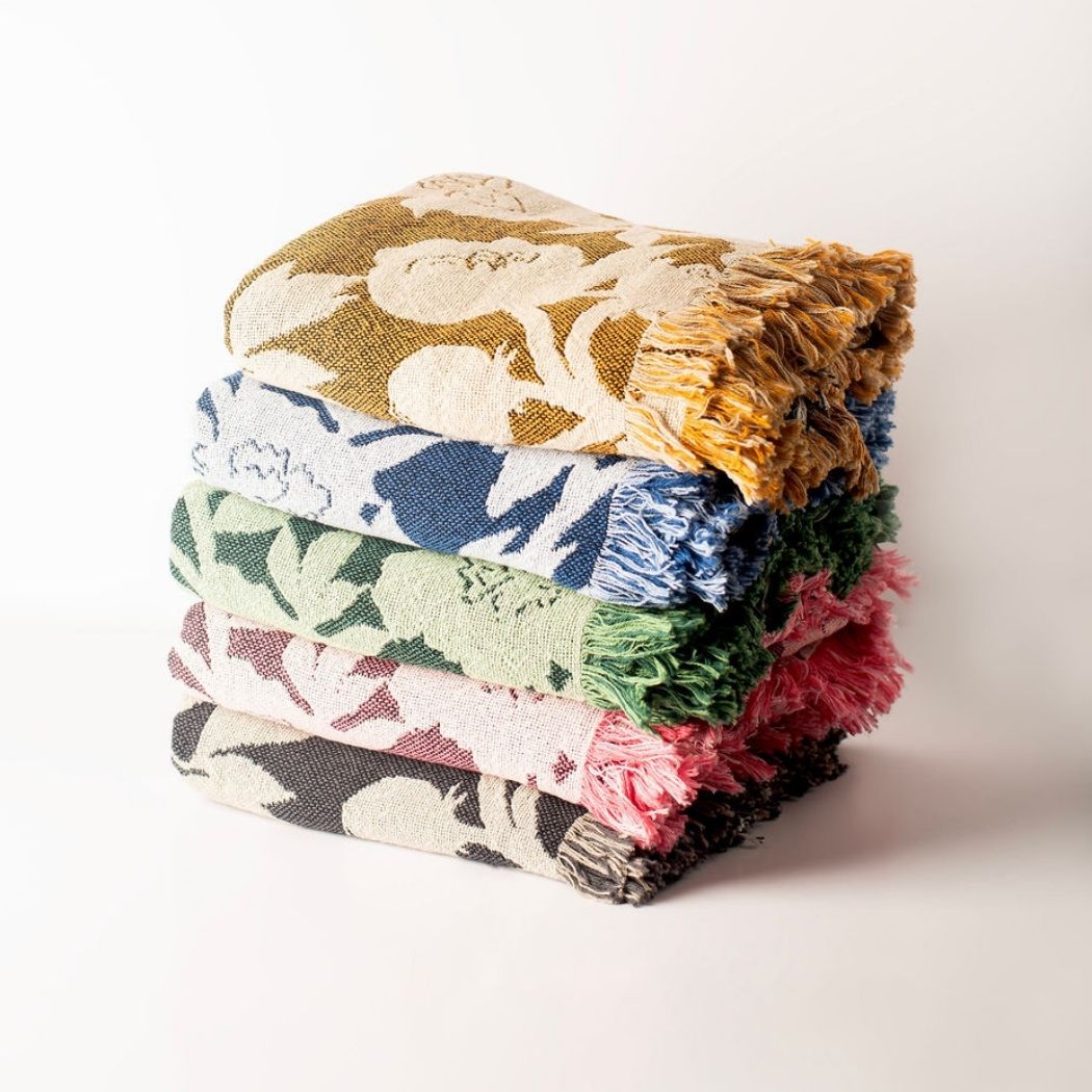 Addy Tuffet Floral Cotton Throw Blanket