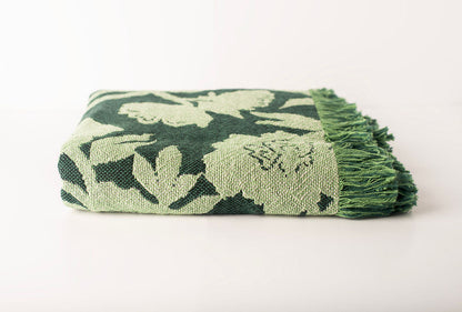 Addy Spruce Green Floral Cotton Throw Blanket