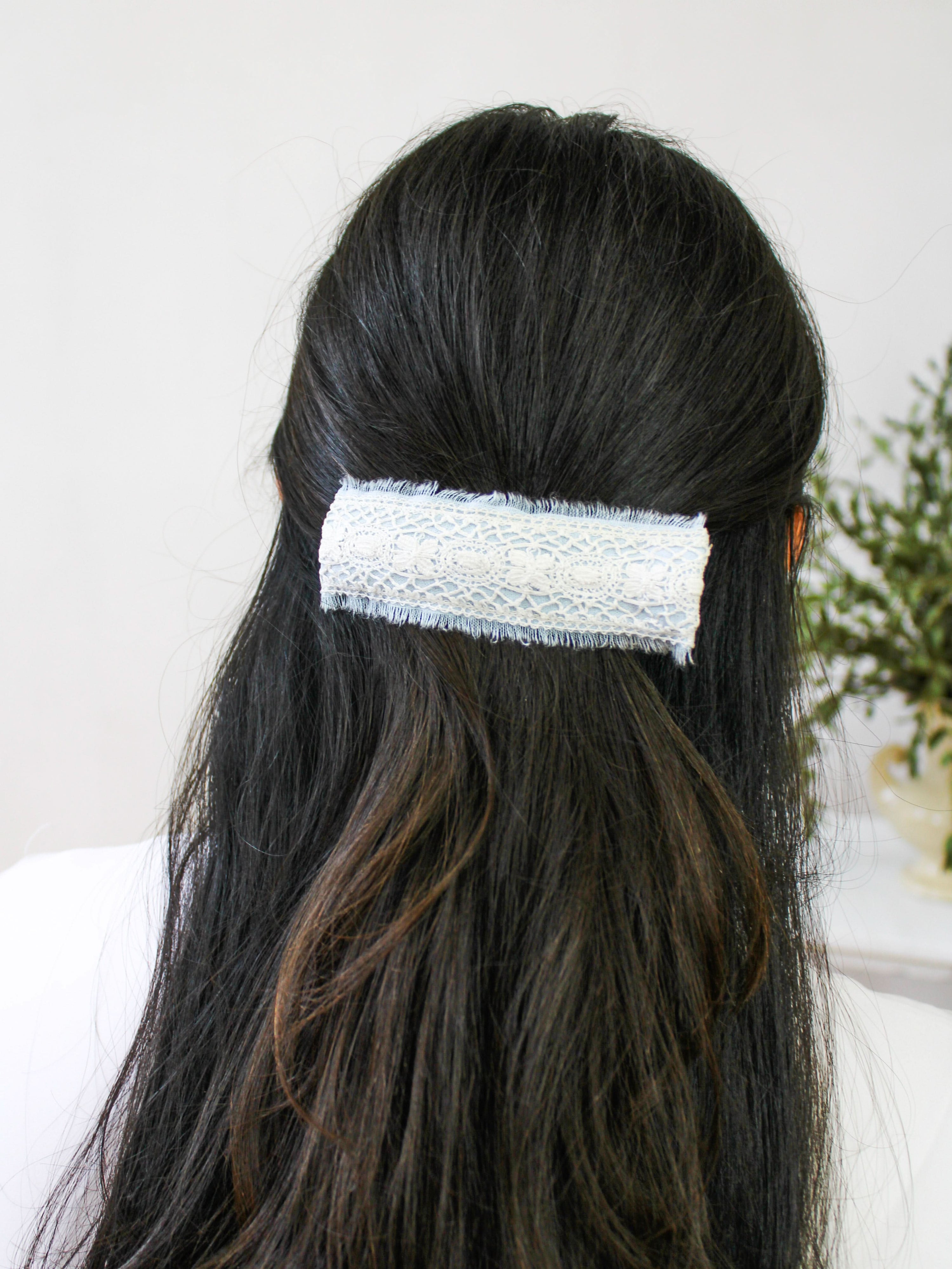 Ash &amp; Rose Hair Clip Amelia Lace and Linen Hair Clip