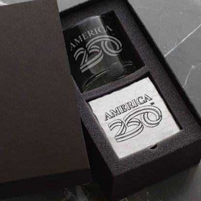 America250 Rocks Glass with Coaster Commemorative Gift Set