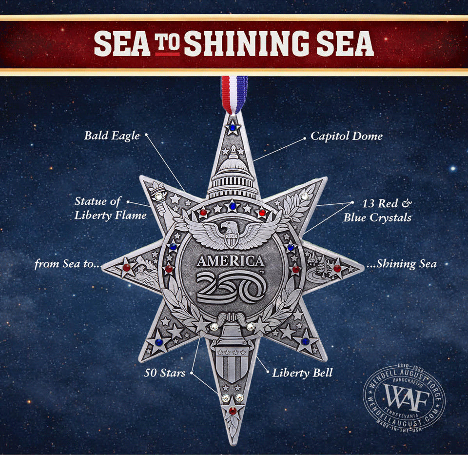 America250 Sea to Shining Sea Commemorative Ornament (Aluminum and Crystals)