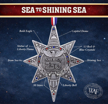 America250 Sea to Shining Sea Commemorative Ornament (Aluminum and Crystals)