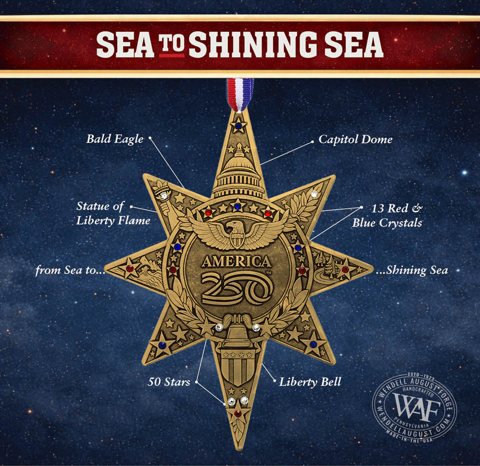 America250 Sea to Shining Sea Commemorative Ornament (Bronze and Crystals)