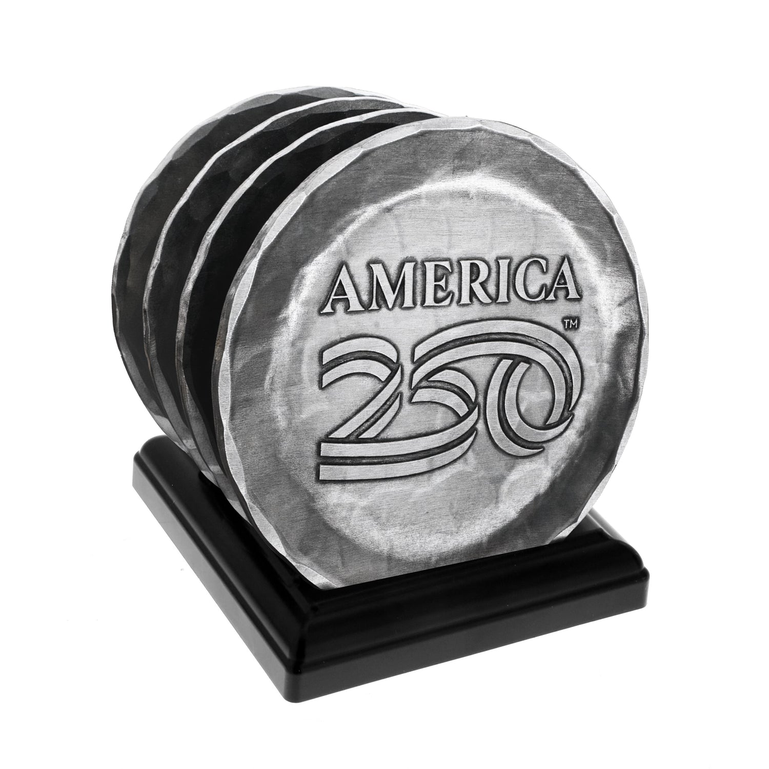 America250 4-Piece Commemorative Coaster Set with Caddy (Aluminum)
