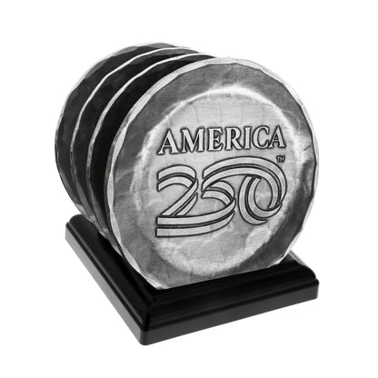 America250 4-Piece Commemorative Coaster Set with Caddy (Aluminum)
