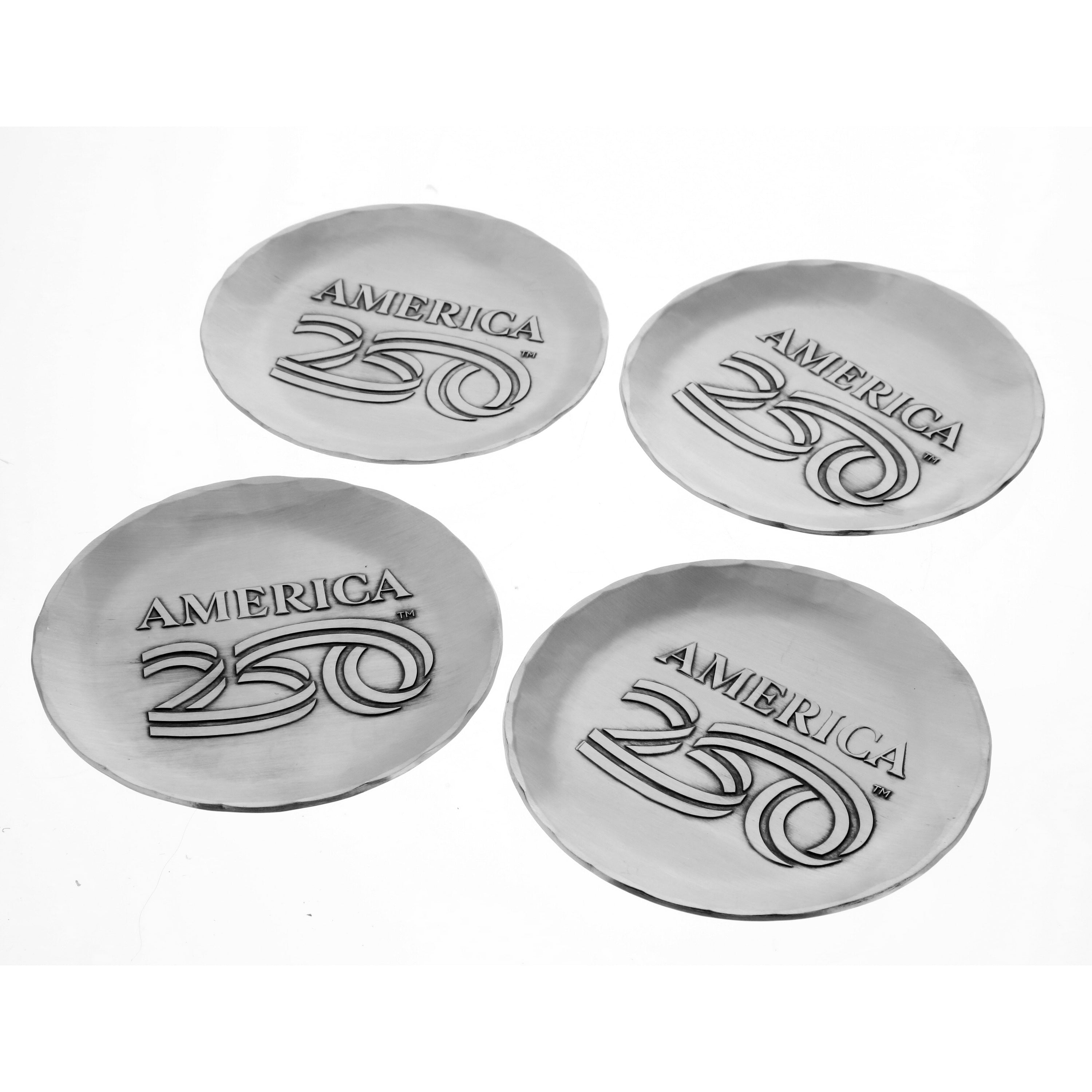 America250 4-Piece Commemorative Coaster Set with Caddy (Aluminum)