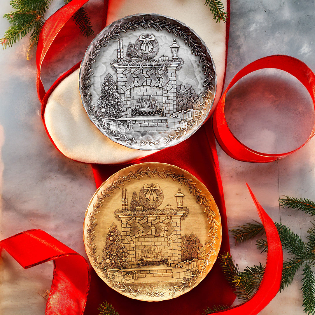 2026 Annual Plate - Cozy Christmas Hearth (Pewter)