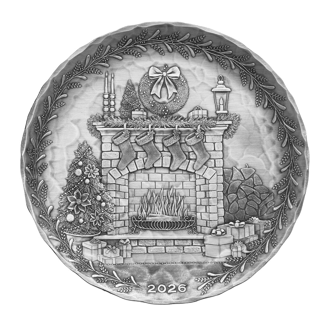 2026 Annual Plate - Cozy Christmas Hearth (Pewter)