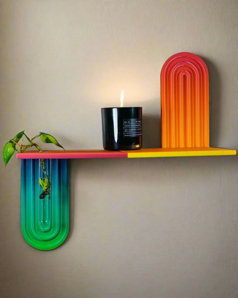 Rosebud HomeGoods Rainbow Modern Floating Wall Shelf, Unique Arch Oval Home Decor, 3D Printed Propagation or Reed Diffuser Shelf, Wall Shelf Catchall, Entryway Decor