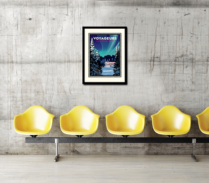 Landmark National Parks | Voyageurs Kettle Falls Winter Aurora Borealis Art Print