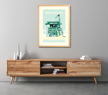 Landmark CA | Lifeguard Stand Zuma Beach Giclee Print - My American Goods