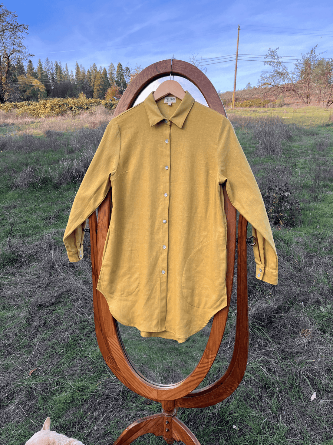 Field Day Top Cora Cover Up in Mustard Linen