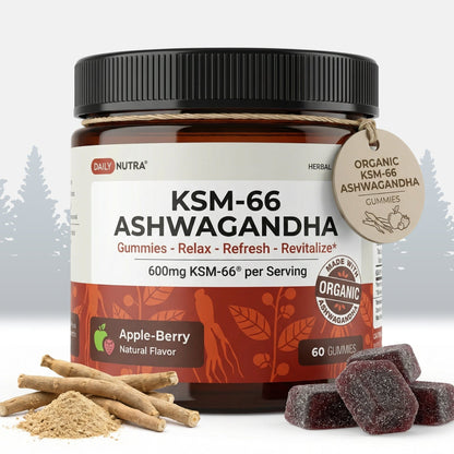 Wild Foods Supplements KSM-66 Ashwagandha Gummies (60 ct) Daily Nutra – Premium Botanical Extracts by Wild Foods Co.