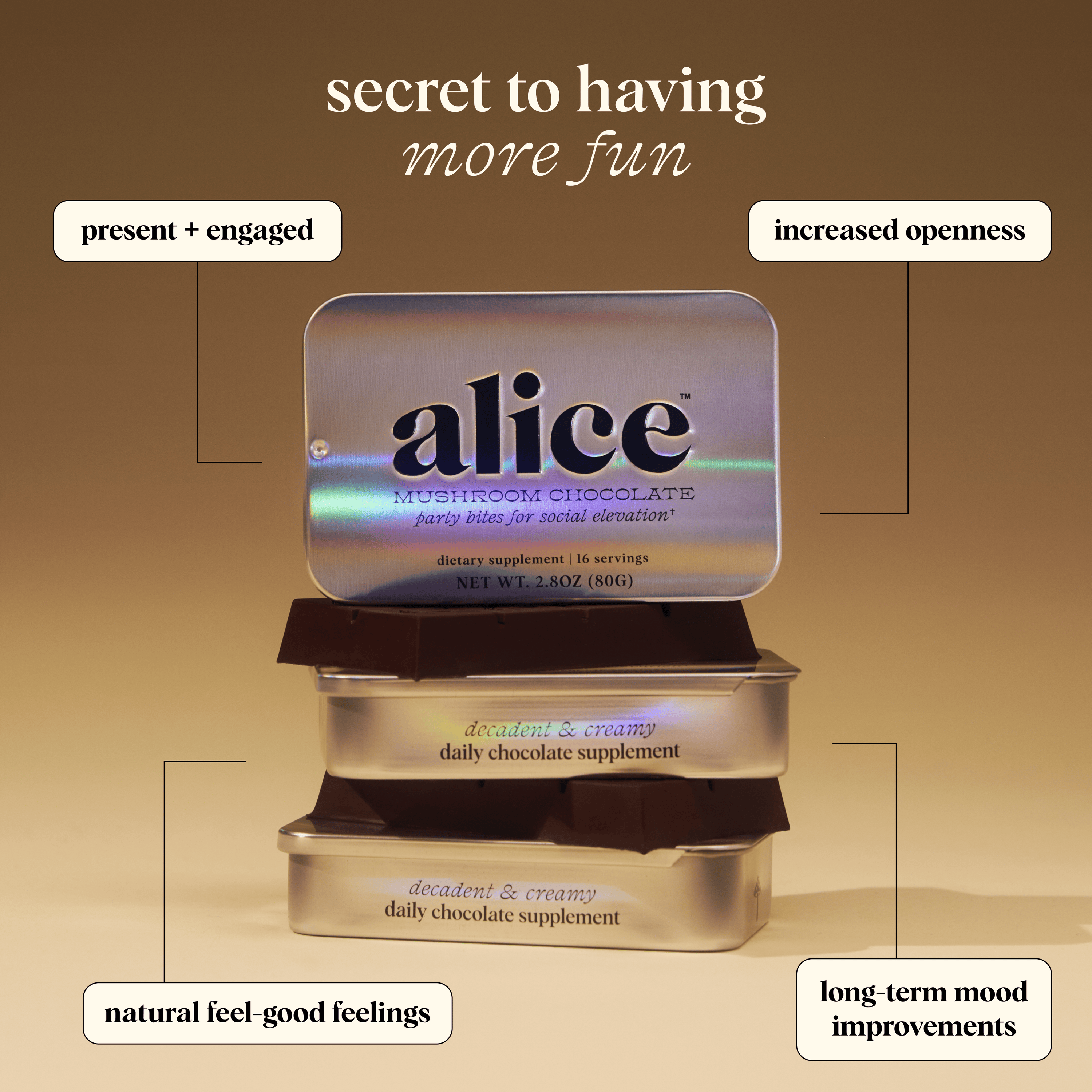 alice mushrooms Party Trick Functional Mushroom Chocolates