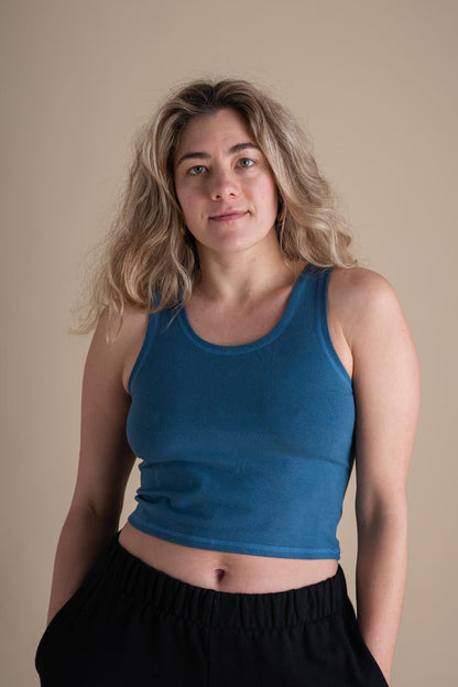 Crop Tank in Azure