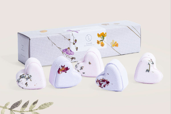 Set of 5 Heart Shaped Shower Steamers Package  - in a Gift Box - Can be personalized - My American Goods