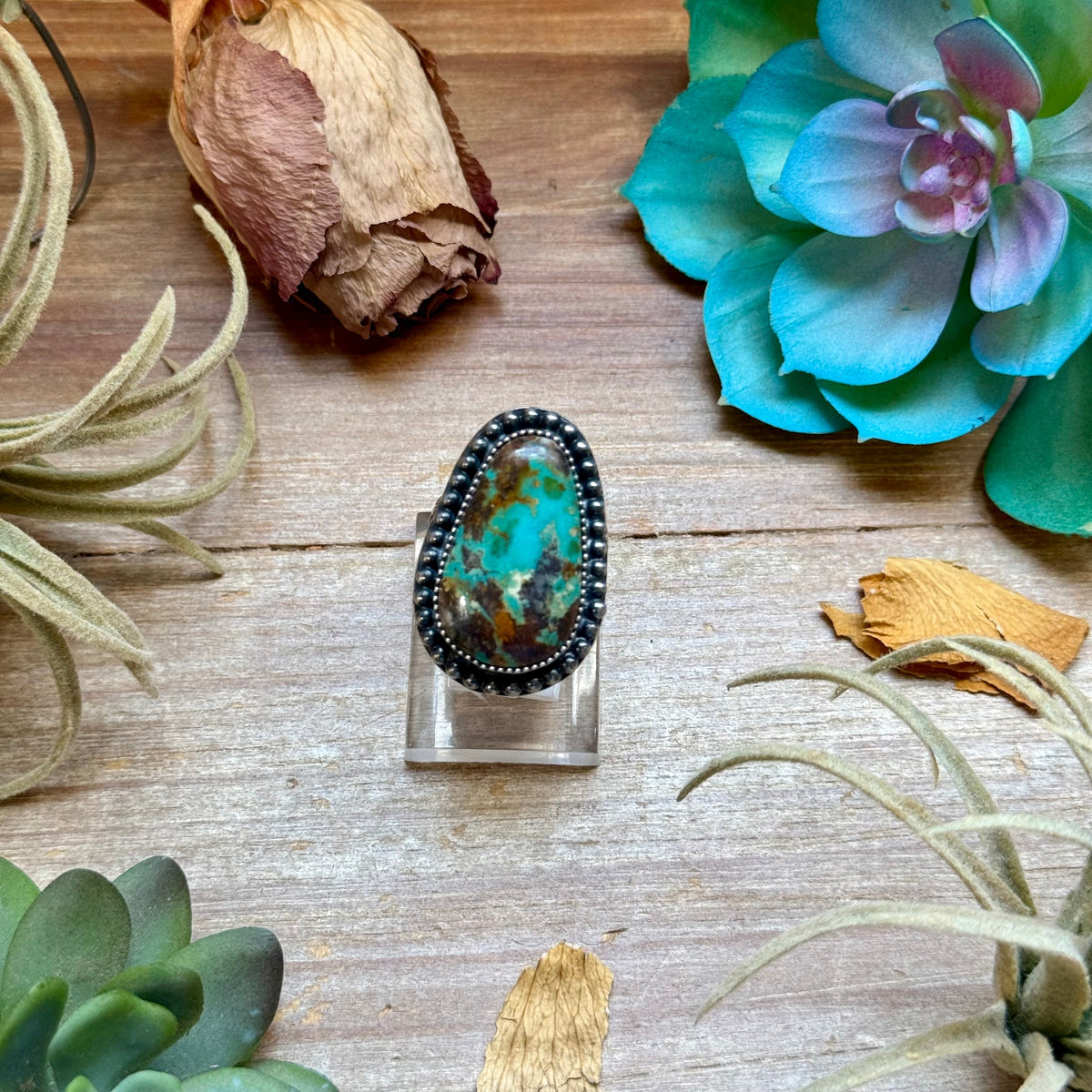 MJ Pear-Shaped Turquoise Sterling Silver Ring