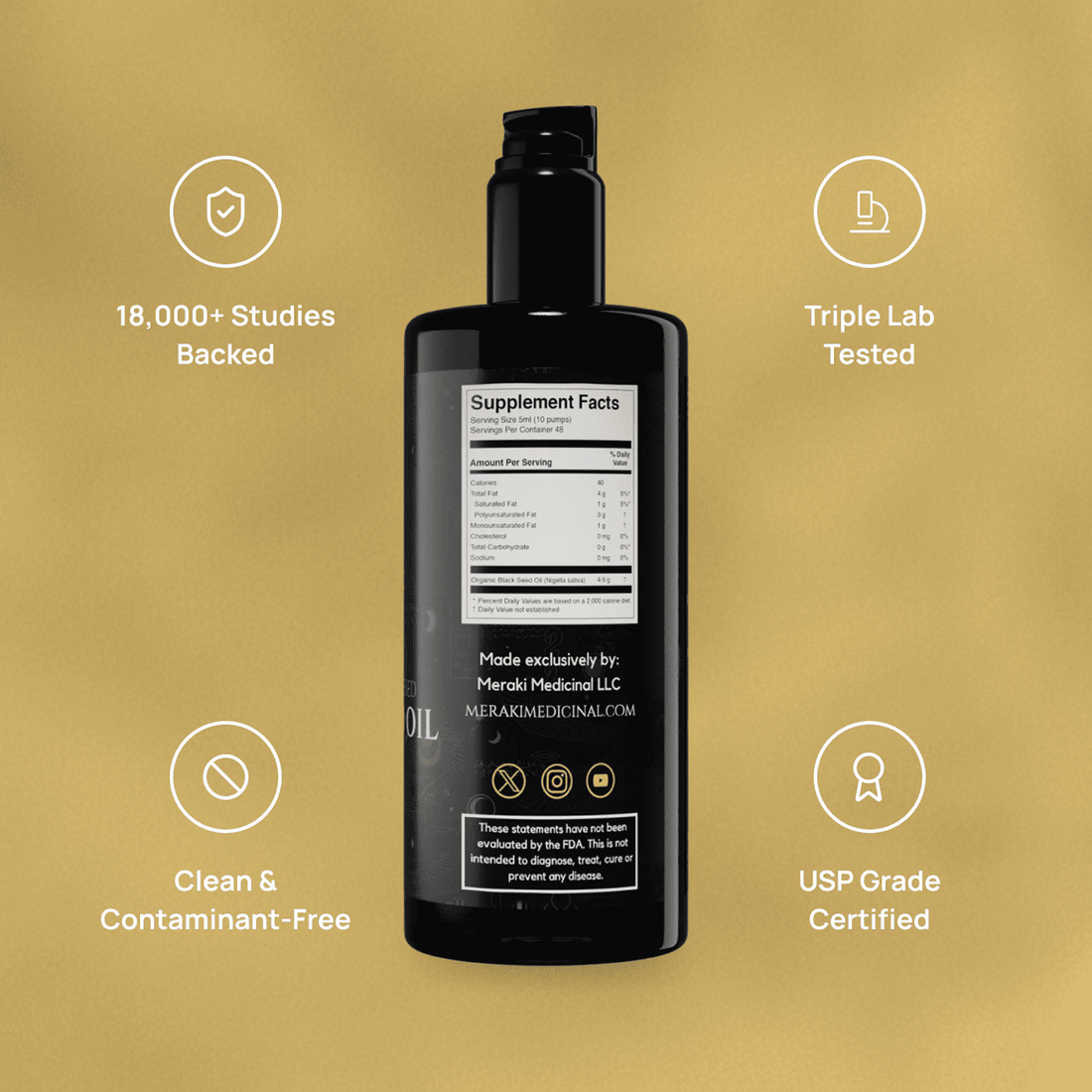 High Potency Cold-Pressed Organic Black Seed Oil with 3% Thymoquinone