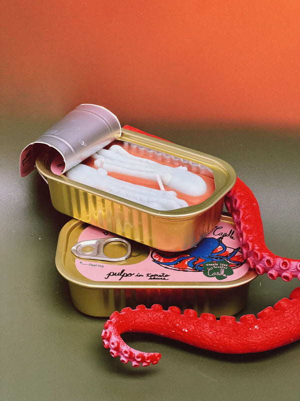 Tinned Fish Candle - Pulpo in Tomato Sauce (Tomato Leaf Scented) - My American Goods