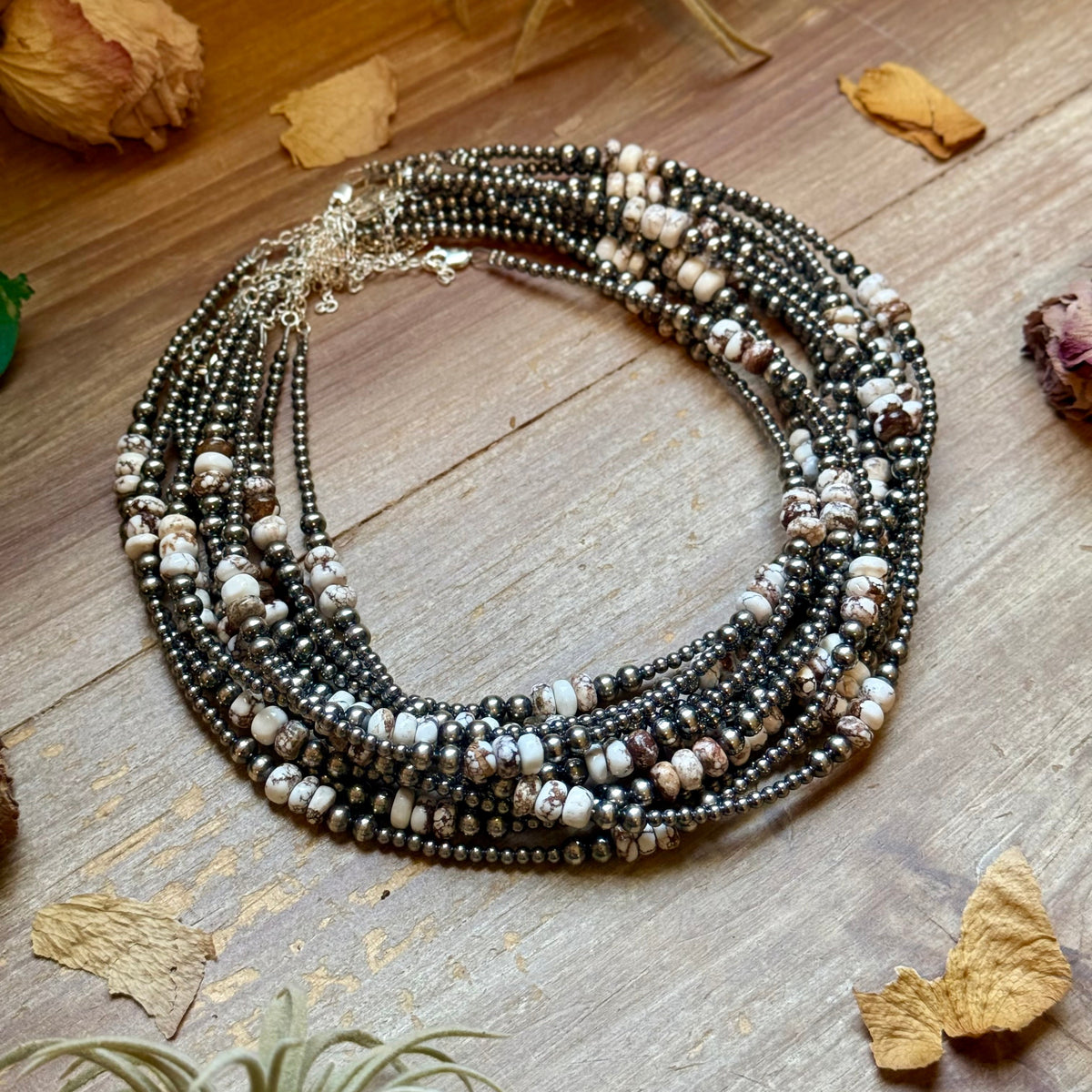 Wild Horse &amp; Sterling Silver Pearl Necklace