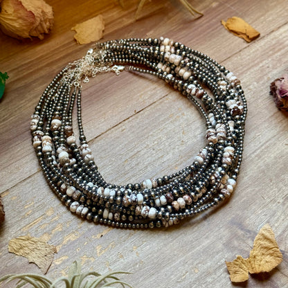 Wild Horse &amp; Sterling Silver Pearl Necklace