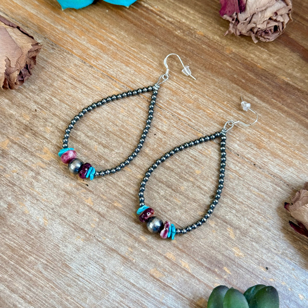 Purple Spiny Oyster &amp; Turquoise Statement Earrings