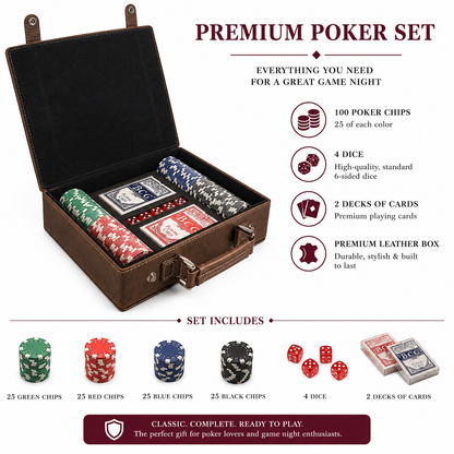 Officially Licensed Texas A&amp;M University 100 Chip Leather Poker Set