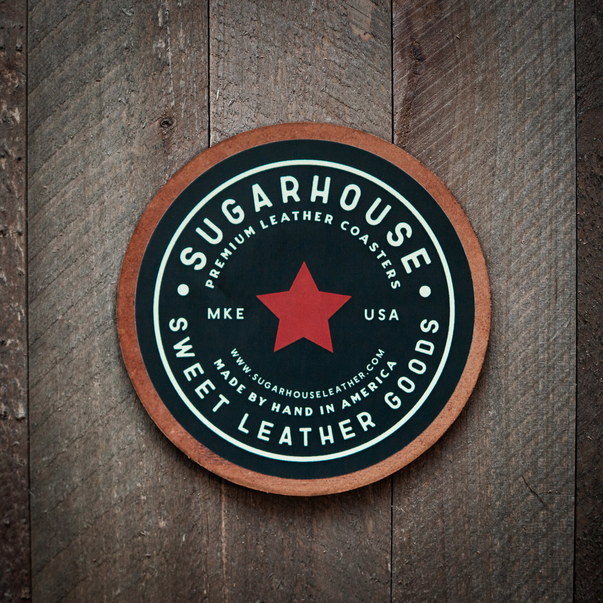 J Monogram Letter Leather Coaster