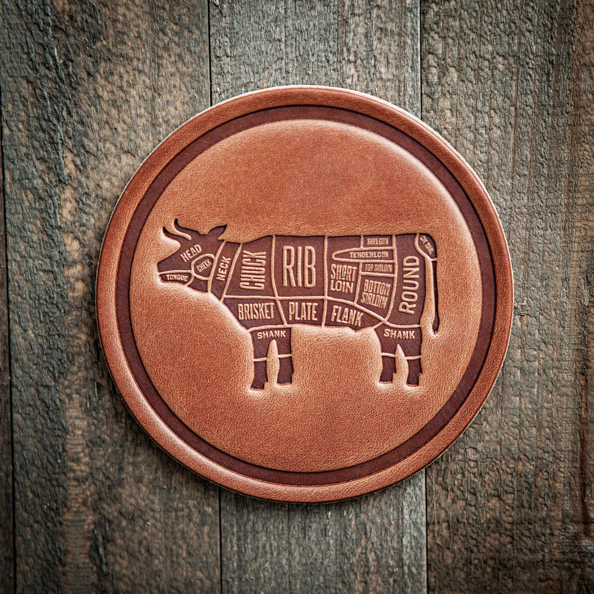 Beef Cuts Cow Leather Coaster