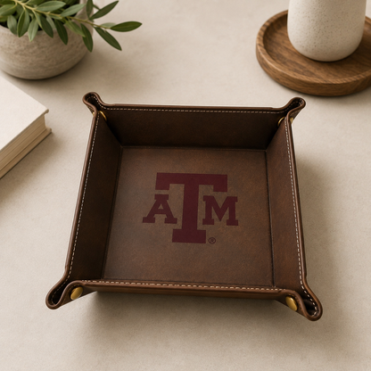 Texas A&amp;M Maroon Leather Catchall Tray