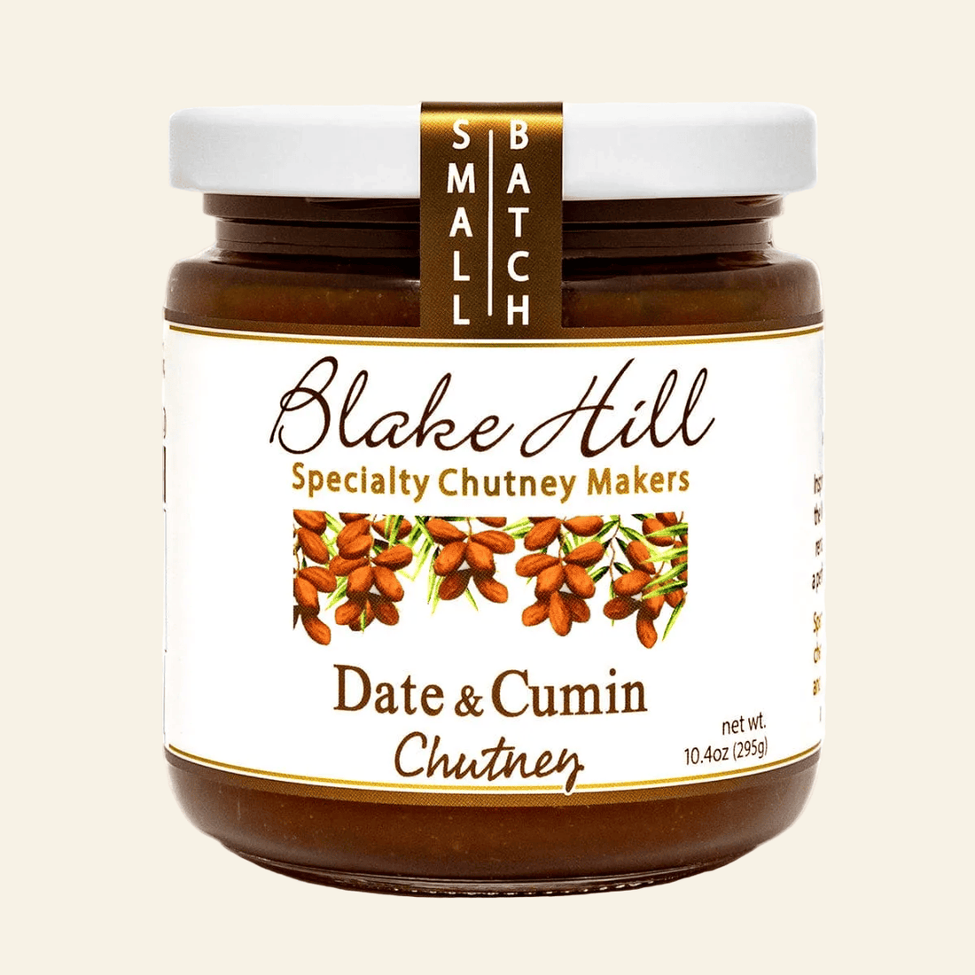 Jar of Blake Hill Date &amp; Cumin Chutney on a white background