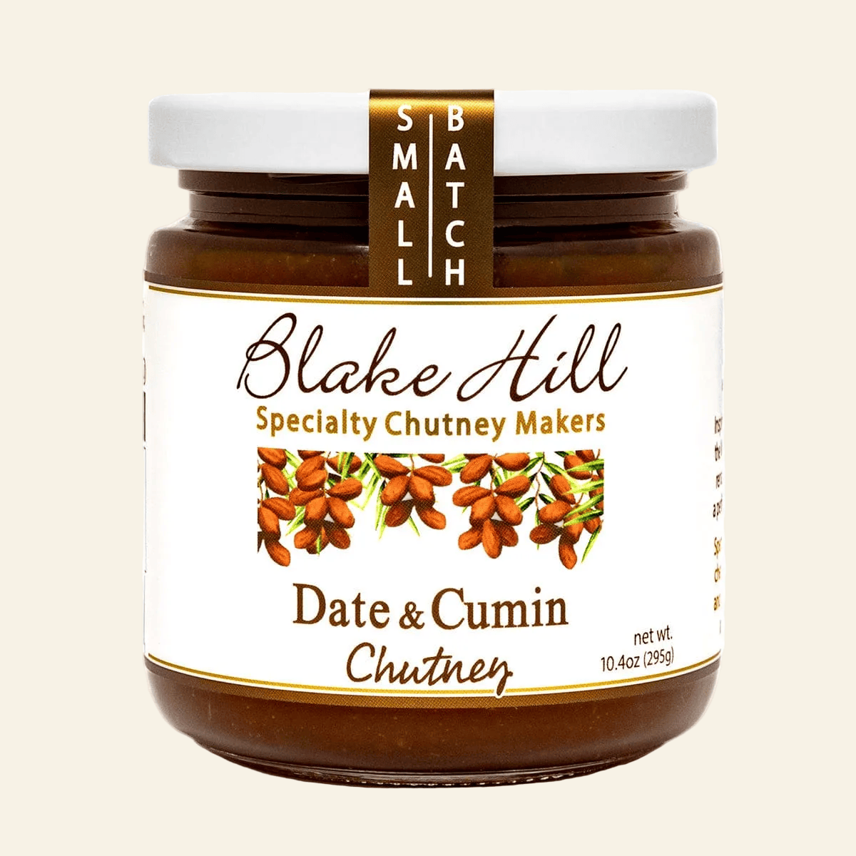 Jar of Blake Hill Date &amp; Cumin Chutney on a white background