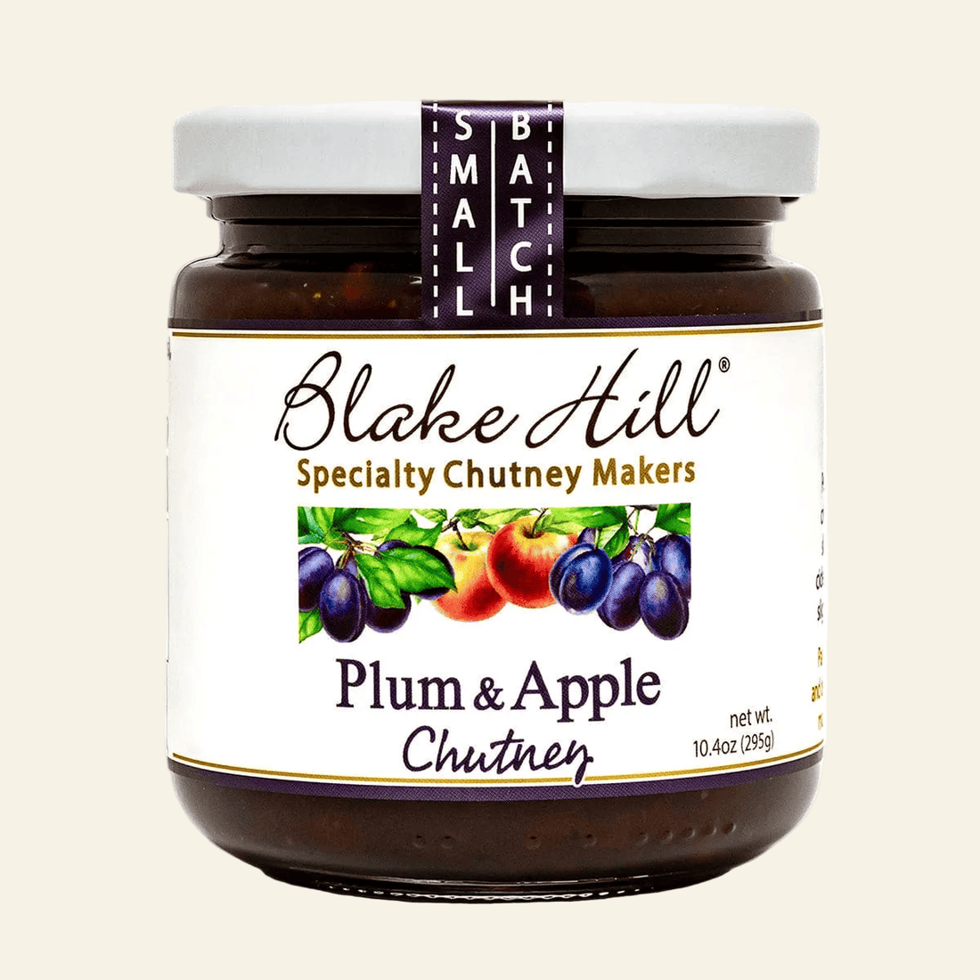 Jar of Blake Hill Plum &amp; Apple Chutney on a white background