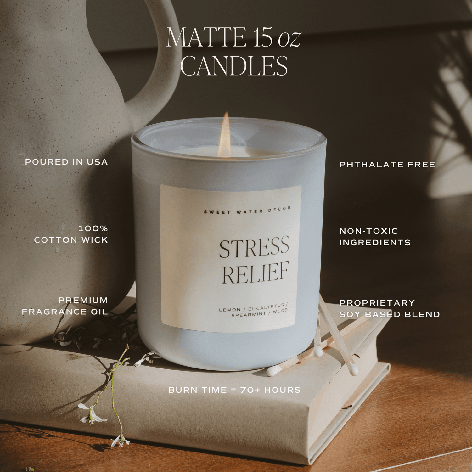 Coastal Lemon Soy Candle - Blue Matte Jar - 15 oz