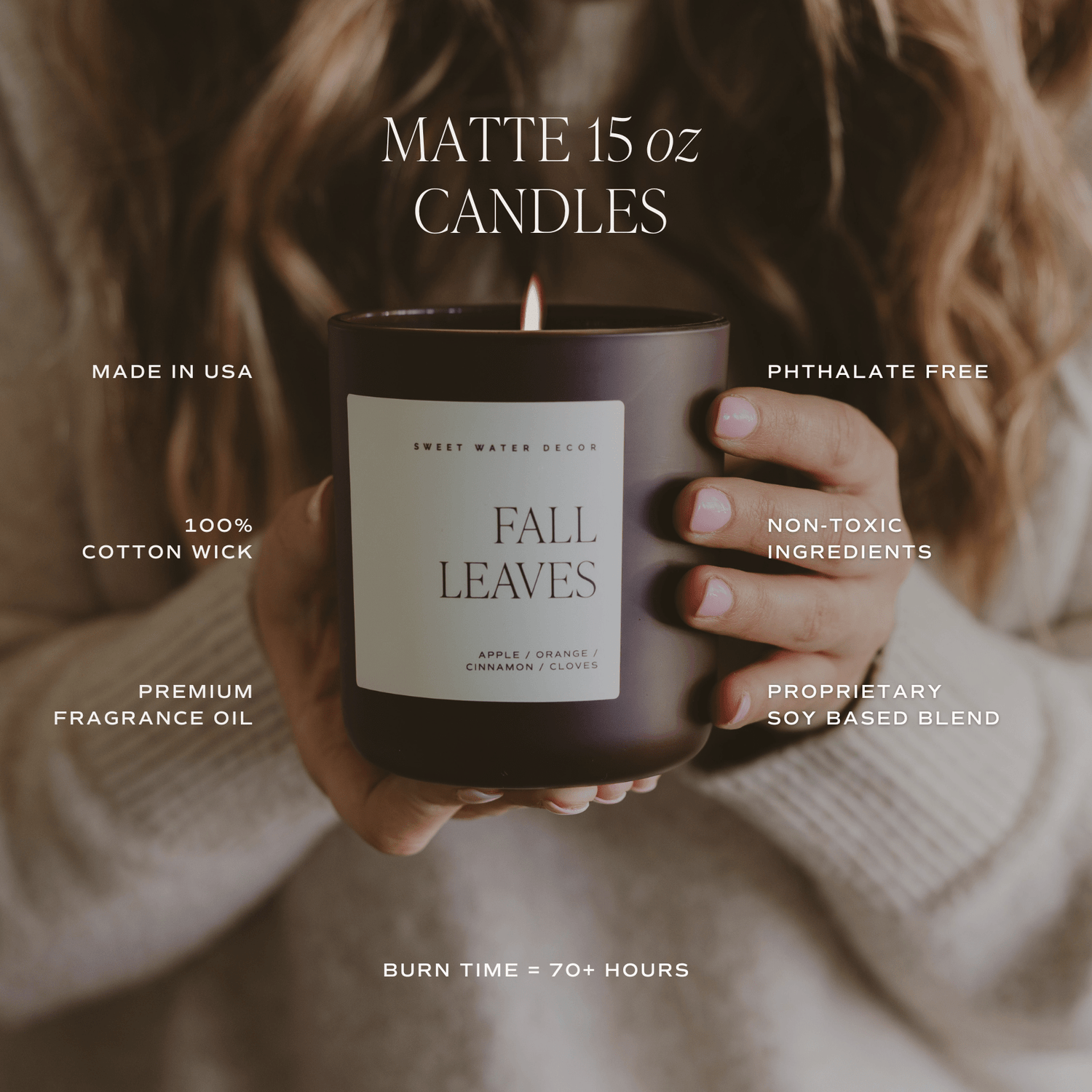 Sweet Water Decor Candles Fall Leaves Soy Candle - Brown Matte Jar - 15 oz
