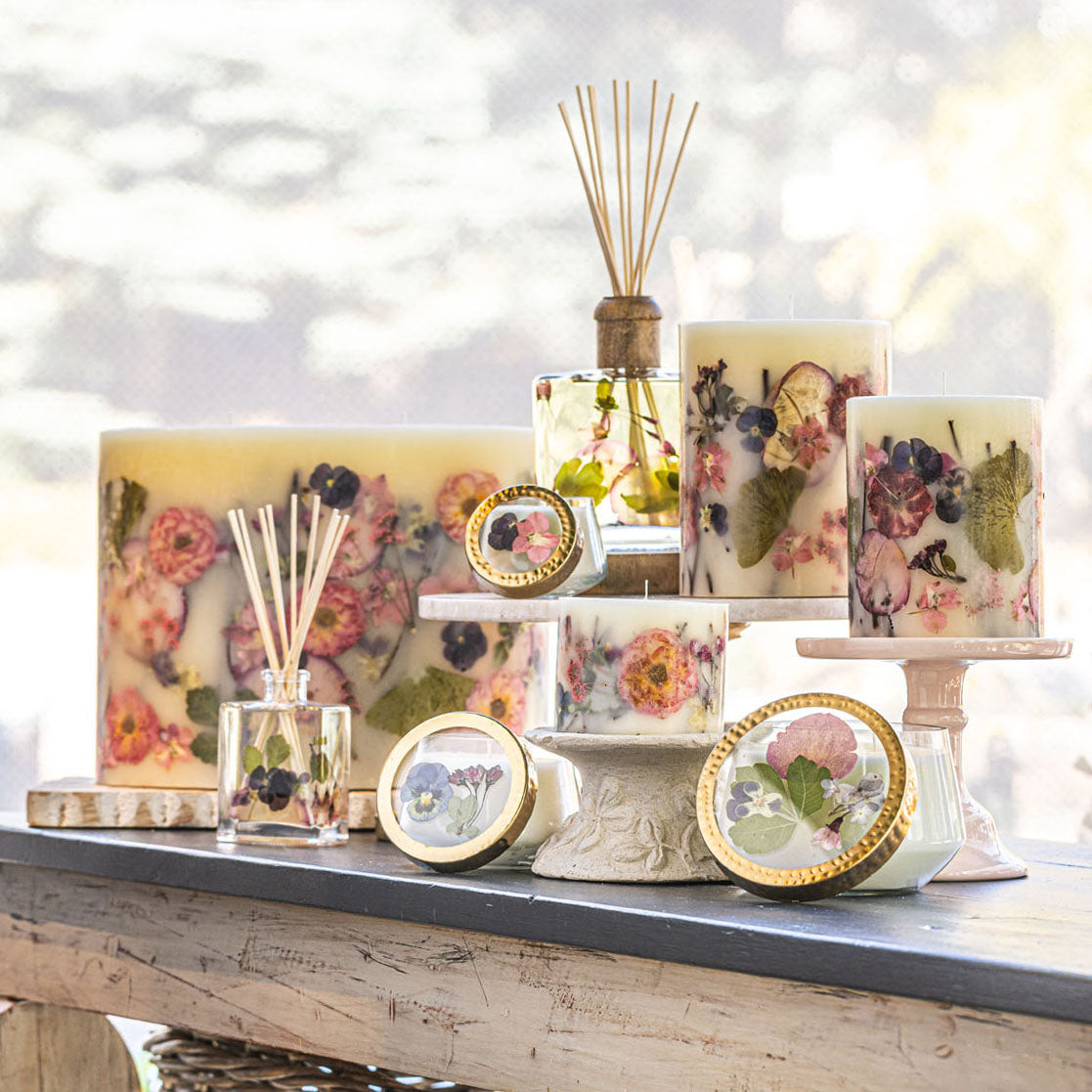 Centerpiece Botanical Candle - Blushing Rosewood