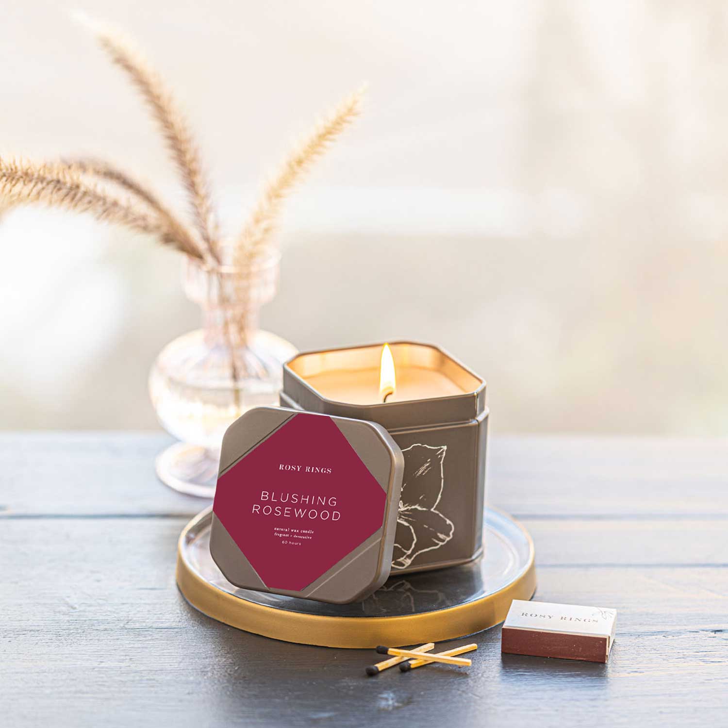 Accent Tin Candle - Blushing Rosewood