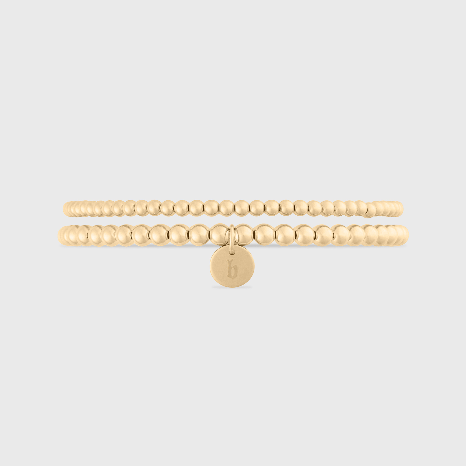 Cuffed by Nano LLC SMALL - 6.5" / b Old English Initial Juno Double Bracelet Stack (3mm + 4mm)