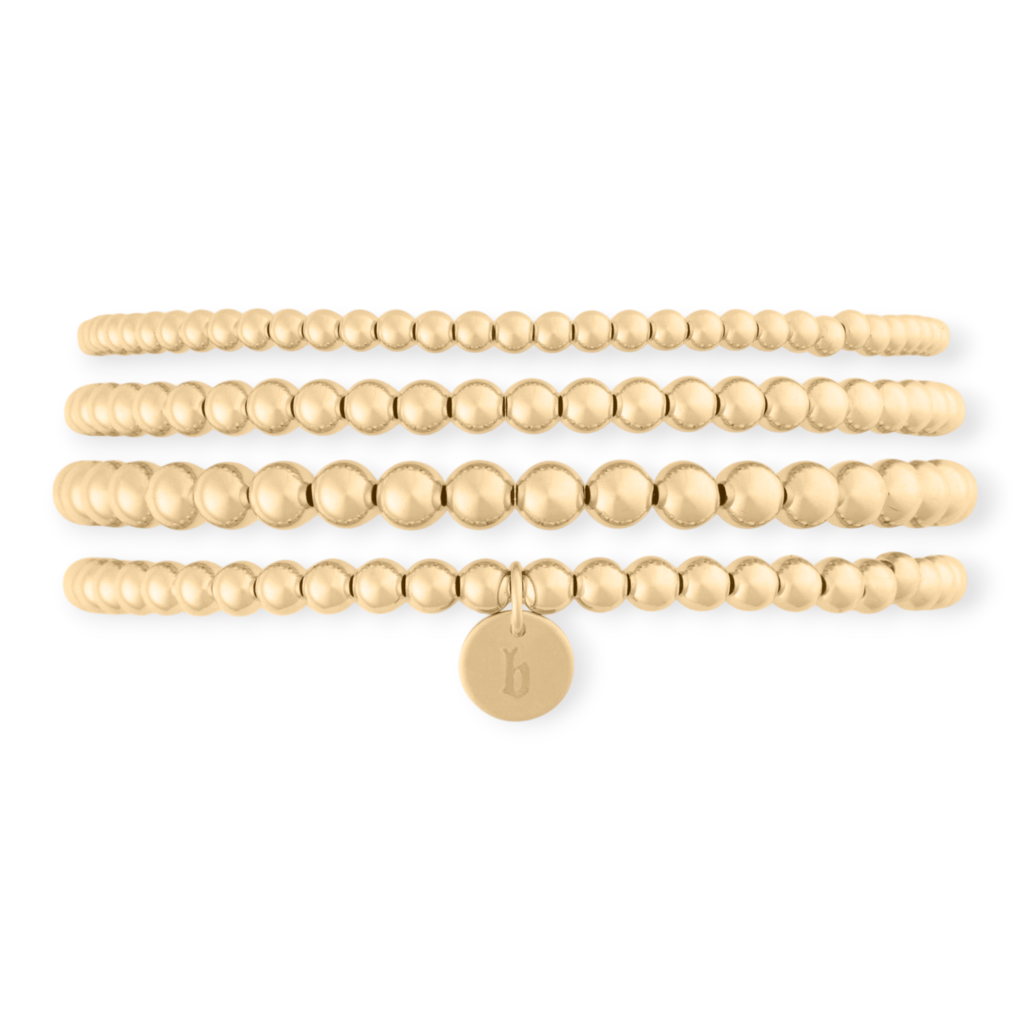 Cuffed by Nano LLC SMALL - 6.5" / b Old English Initial Juno Four Bracelet Stack