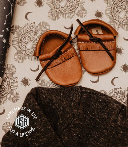 The Local Branch Leather Baby Moccasins  - USA Made