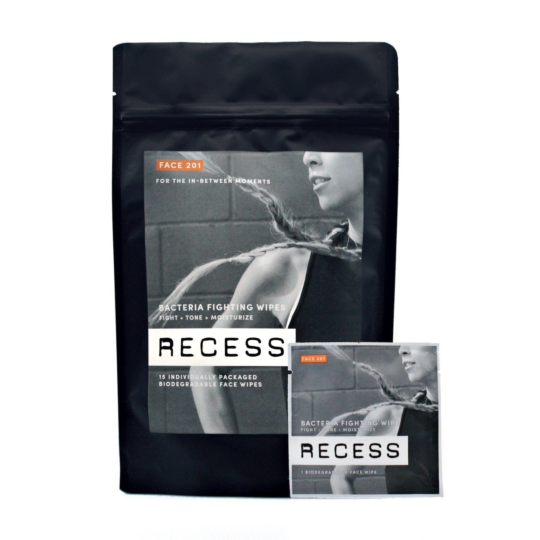 RECESS body wipe FACE 201: Bacteria Fighting Wipes (Pack of 15)