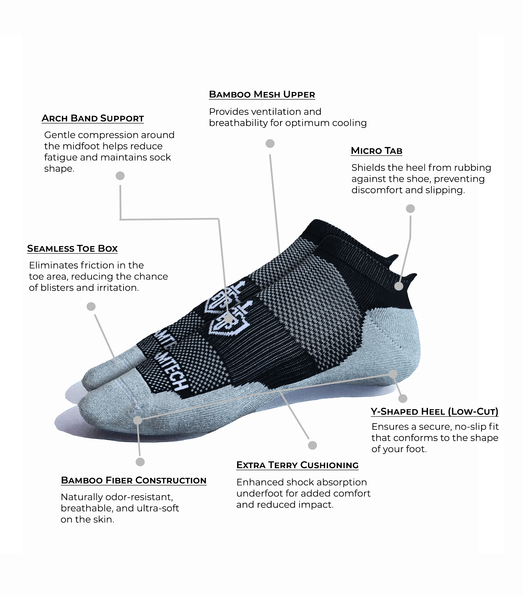 Bamtech Socks Bamboo Performance Low-Cut Athletic Socks