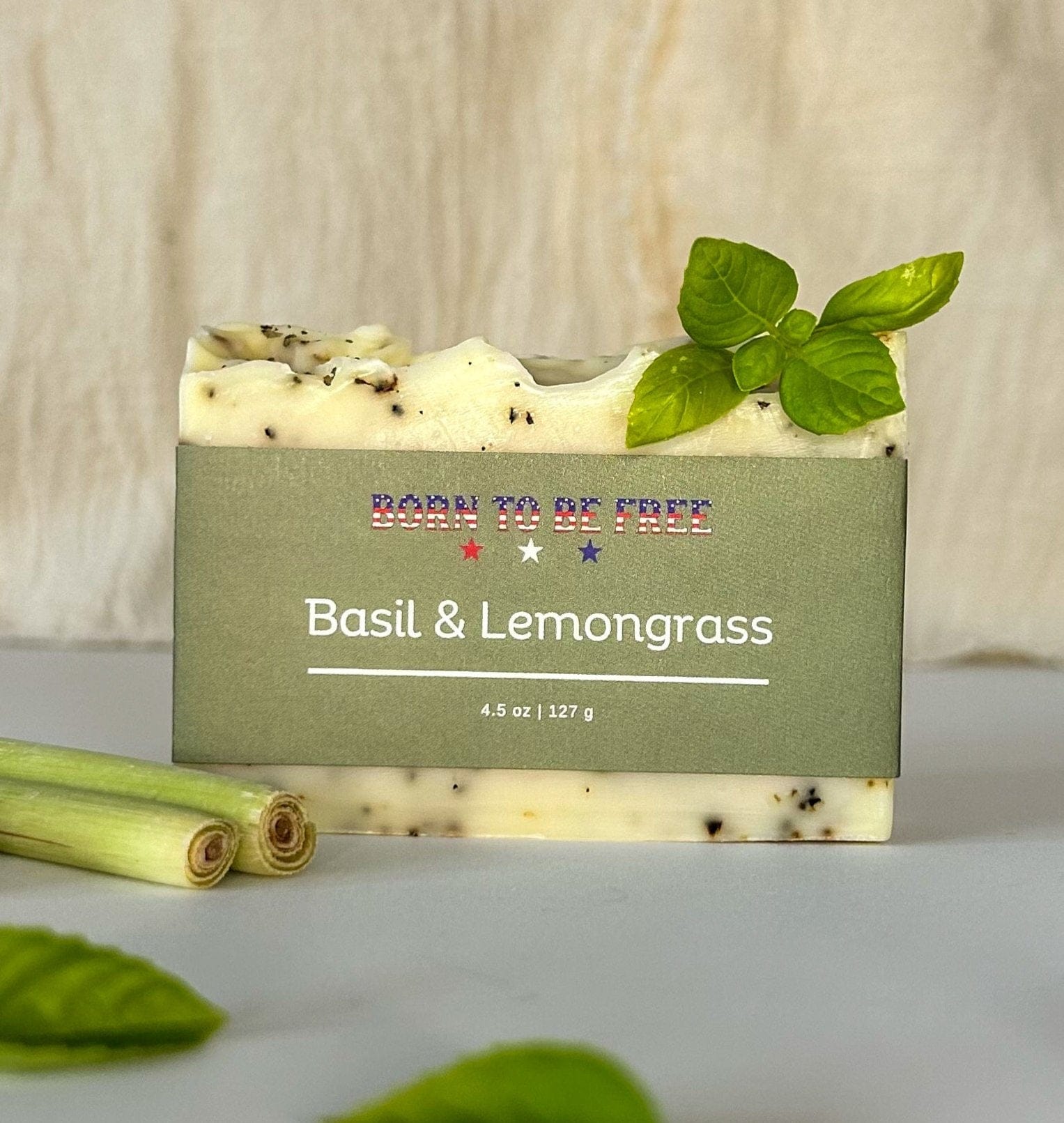 Born To Be Free soap Bar Basil &amp; Lemongrass Tallow Soap Bar