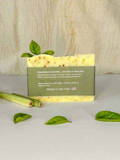 Basil &amp; Lemongrass Tallow Soap Bar - My American Goods