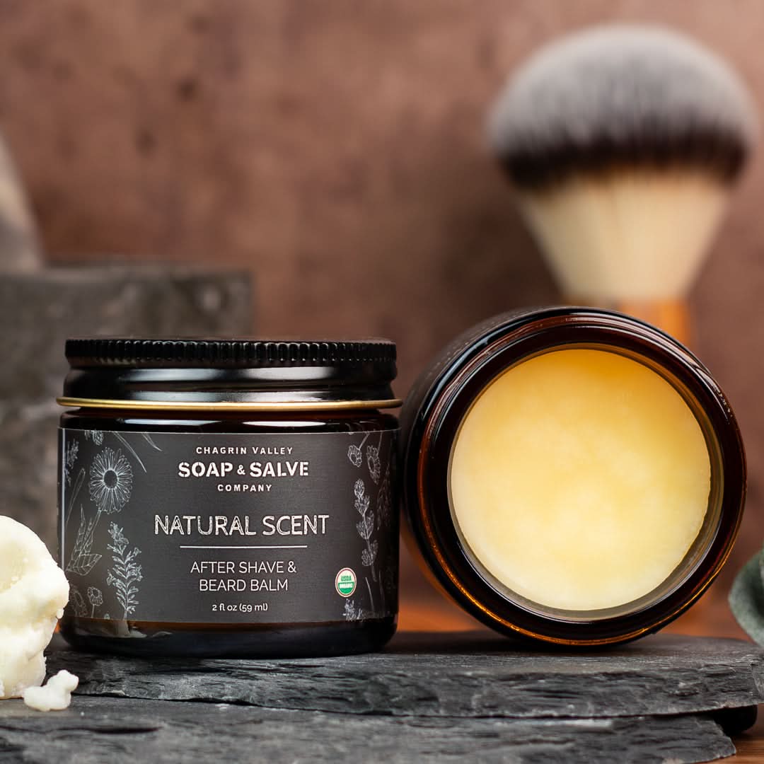 Chagrin Valley Soap & Salve Shave Balm 2 fl oz Jar After Shave & Beard Balm: Natural Scent